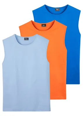 Camiseta de tirantes (3 unidades) Naranja + azur + azul perla